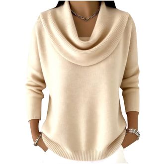 Generic Cowl Neck Jumpers for Women UK Cowl Neck Tops for Women Womens Chunky Knitted Jumper Soft Turtleneck Pullover Sweater Long Sleeve Casual Winter Warm K