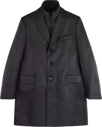 Fay Grijze wollen jas met vest - Heren - Mantel - Grijs - M - Wol - Jassen