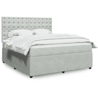 vidaXL Vidaxl - Cama Box Spring Con Colch&oacute;n Terciopelo Gris Claro 180x200 Cm