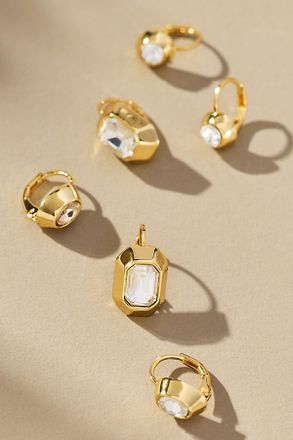 Maeve Bezeled Huggie Hoop Earrings, Set of 3