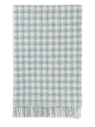 Johnstons of Elgin checked fringed blanket - Blue
