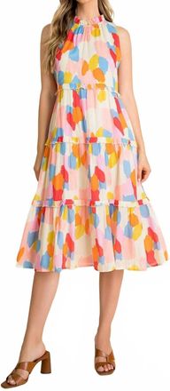 THML Clothing Spotted Tiered Midi Dress In Cream Multi Color