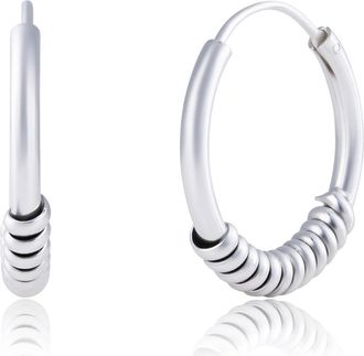 MAX + STONE 925 Sterling Silver 15mm Half Twist Layered Round Earrings