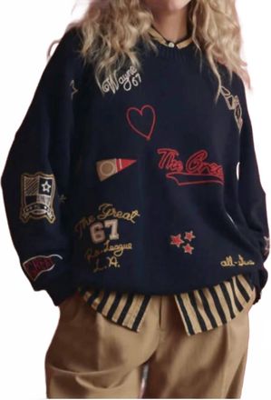 The Great. Oversize Crew Pullover In True Navy