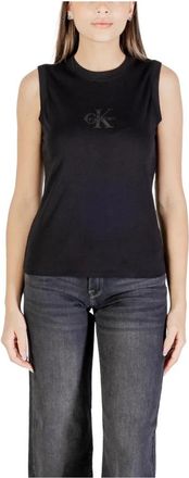 Calvin Klein Jeans Gedrukte Tank Top - Dames - Tops zonder mouwen - Zwart - S - Katoen - Tops