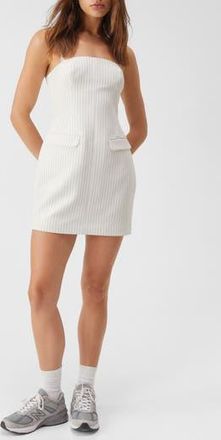NASTY GAL Pinny Tailored Minidress in Ivory Pinstripe at Nordstrom Rack, Size 14