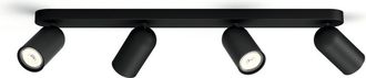 Philips Regleta De 4 Focos Orientables Techo/pared Pongee, Negro, Ip20