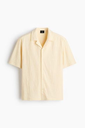 H&M Relaxed Fit Jacquard-jersey Resort Shirt in Light Yellow at Nordstrom, Size Xx-Large