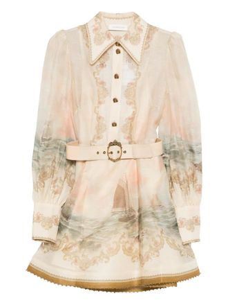 Zimmermann buckle print dress - women - Linen/Flax/Silk/Cotton - 2 - Neutrals