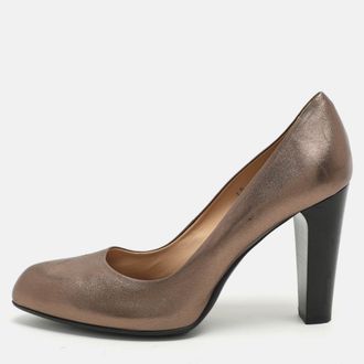 Tod's Tods Metallic Leather Block Heel Pumps