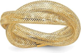 Diamond2Deal 14k Yellow Gold Twisted Woven Mesh Stretch Ring