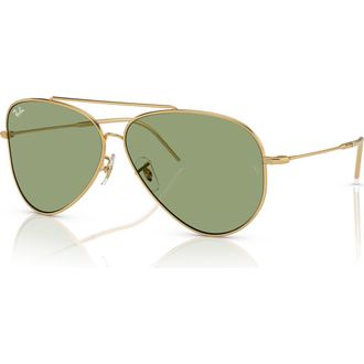 Ray-Ban Aviator Reverse 59mm Pilot Sunglasses in Green at Nordstrom Rack