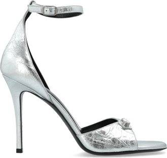 Balenciaga City Uptown Sandal - Dames - Sandalen met hakken - Grijs - 41 EU - Leer - Schoenen