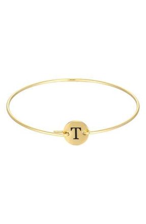 Adornia Tarnish Resistant 18K Gold Plated Initial Bangle Bracelet in Gold-T at Nordstrom Rack