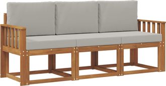 vidaXL Conjunto De Sof&aacute;s De Exterior 3 Uds. Gris Natural Y Claro Vidaxl