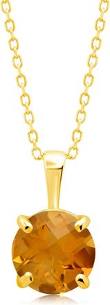 MAX + STONE 14k Yellow or White Gold 8mm Gemstone Round Pendant Necklace with 18 Inch Chain