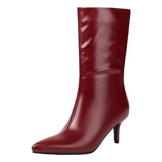 Generic Womens Leisure Mid Calf Boots Pointed Toe Med Stiletto Heel With Side Zipper For A Modern Fashionable Look