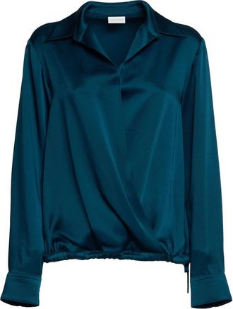 Dries Van Noten Overhemden, Dames, Groen, M, V-hals Blouse met Trekkoordzoom