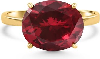 Pompeii3 Ruby Sideways Solitaire Ring 14k Yellow Gold Lab Grown