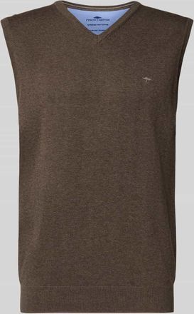 Fynch-Hatton Fynch-Hatton Pullunder mit Logo-Detail Modell Slipover Superfine in Mittelbraun, Größe XXL