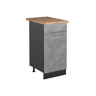 Vicco Mueble Bajo De Cocina R-line, Hormig&oacute;n/antracita, 40 Cm Encimera Roble Dorado, Vicco