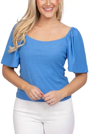 Nation Ltd Jayden Flutter Sleeve Tee Top In Lapis