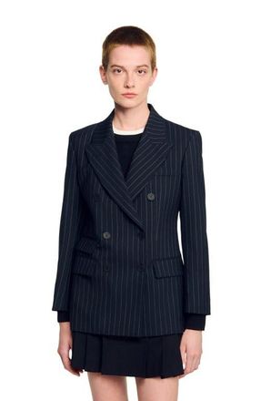Sandro Striped suit jacket in Black at Nordstrom, Size 42 Eu