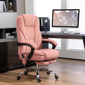 STILVORA Sedia Da Ufficio Ergonomica Con Riscaldamento E Massaggio, Altezza Regolabile, Poggiapiedi Estraibile, Rosa