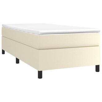 vidaXL Cama Box Spring Con Colch&oacute;n Cuero Sint&eacute;tico Crema 90x190 Cm Vidaxl