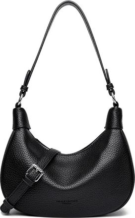 Generic Compatible For Strap Soft Leather Shoulder Bag Womens Crossbody Female Small Hobos Armpit Purses And Handbag(Black)