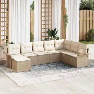 vidaXL Vidaxl - Conjunto De Sof&aacute; De Jard&iacute;n Con Coj&iacute;n 8 Pcs Beige Polirat&aacute;n