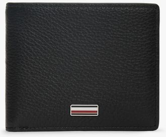Tommy Hilfiger Mens Pebbled Leather Bifold Wallet - Black