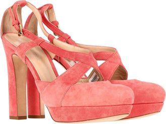 Jil Sander Womens Suede Cross Strap Chunky Heel Platform Pump (Authentic Pre- Loved)