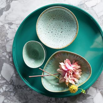 AM.PM Set van 4 diepe borden in ge&euml;mailleerd aardewerk, Fara