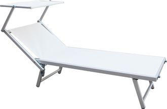 Mobili Rebecca Rebecca Mobili Lettino Sdraio Spiaggia Bianco Textilene Alluminio 38x186x61