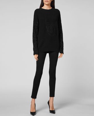 Philipp Plein Cashmere 5 Pullover Round Neck LS Crystal Skull