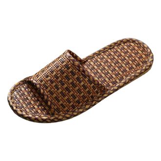 Generic Slippers Womens Summer Linen Slip On Summer Sandals Lightweight Slippers for Bathroom Braided Summer Shoes Beach Sandals Indoor and Outdoor Shower Sho