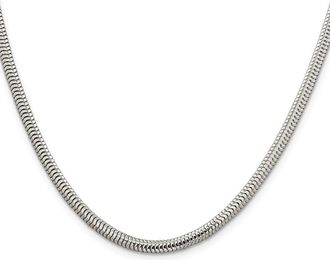 Diamond2Deal Sterling Silver 4mm Round Snake Chain Necklace