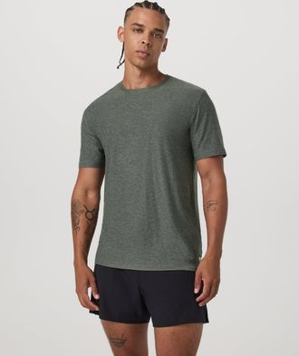 Vuori Clothing Strato Tech T-Shirt | River Rock Heather | XS, Size Extra Small