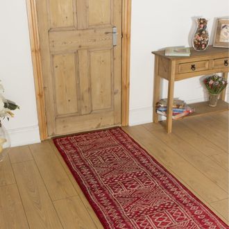 Runrug Hallway Carpet Runner Rug - Soft & Comfy, 9mm - Afrikans in Red | Size: 80 cm x 360 cm