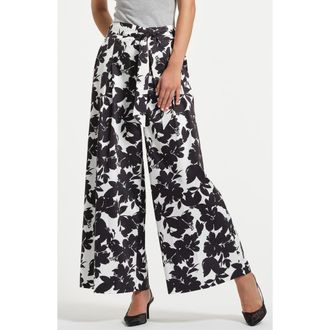 Isaac Mizrahi New York Belted Palazzo Pants in Noir Floral at Nordstrom Rack, Size 16