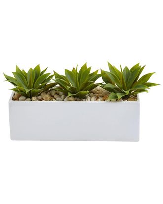 Nearly Natural Agave Succulent in Rectangular Planter