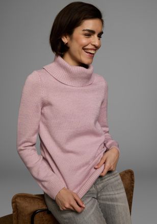 Kangaroos Rollkragenpullover KANGAROOS, Damen, Gr. 32/34, rosa, Strick, Obermaterial: 60% Baumwolle, 40% Polyacryl, unifarben, figurbetont h&uuml;ftbedeckend, Rippb&uuml;