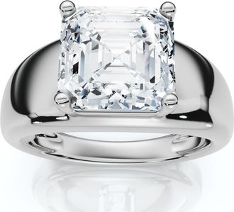 Pompeii3 Certified 3Ct Asscher Cut Solitaire Cigar Band 14k Gold or Platinum Lab Grown