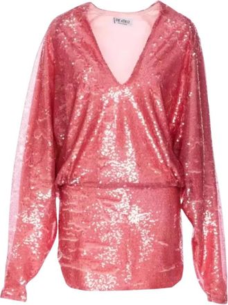 The Attico Gael Mini Jurk - Dames - Feestkleedjes - Roze - M - Leer - Kleedjes