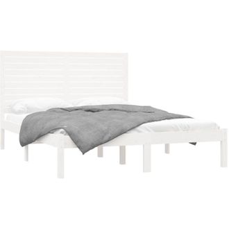 vidaXL Estructura De Cama De Madera Maciza Blanca 140x200 Cm Vidaxl
