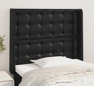 vidaXL Cabecero Con Orejas De Cuero Sint&eacute;tico Negro 83x16x118/128 Cm Vidaxl