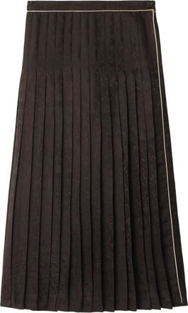 Burberry Sunflower pleated silk midi skirt - women - Silk - 10 - Brown