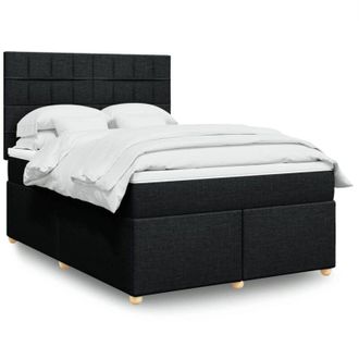 vidaXL Cama Box Spring Con Colch&oacute;n Tela Negro 140x200 Cm Vidaxl