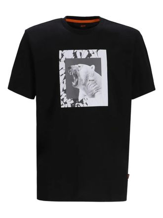 BOSS T-shirt met grafische print - Zwart